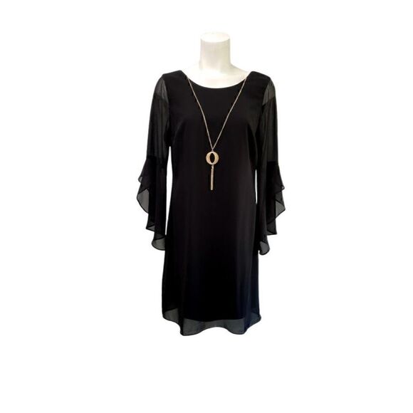 Thalia Sodi Shift Dress Small Black Bell-Sleeves‎ - Picture 1 of 11